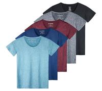 5 Pack: Womens Quick Dry Fit Dri Fit Active Wear Yoga Workout Athletic Tops Essentials Clothes Running Gym Zumba Exercise Ladies Short Sleeve Crew Scoop Neck Moisture Wicking Tees T-Shirt - Set 8,XL