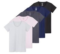 5 Pack: Womens Quick Dry Fit Dri Fit Active Wear Yoga Workout Athletic Tops Essentials Clothes Running Gym Zumba Exercise Ladies Short Sleeve Crew Scoop Neck Moisture Wicking Tees T-Shirt - Set 6,XXL