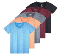 5 Pack: Womens Quick Dry Fit Dri Fit Active Wear Yoga Workout Athletic Tops Essentials Clothes Running Gym Zumba Exercise Ladies Short Sleeve Crew Scoop Neck Moisture Wicking Tees T-Shirt - Set 2,XXL