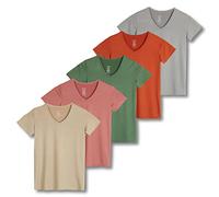 5 Pack: Womens V Neck T-Shirt Ladies Yoga Top Athletic Tees Active Wear Gym Workout Zumba Exercise Running Essentials Quick Dry Fit Dri Fit Moisture Wicking Basic Clothes - Set 12, XL