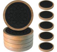 5 Pack Wood Coasters for Drinks, Minacun Absorbent Coaster Set, Drinks Coasters for Coffee Tabletop Protection, Non-Slip, Non-Stick, Suitable for Kinds of Cups Wooden Table Drink, 4.3 Inch Black