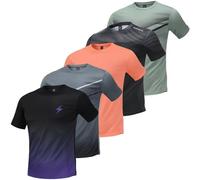 5 Pack Workout Shirts for Men Athletic Running Gym Quick Dry Short Sleeve Crew Neck T Shirts Tee Tops Bulk