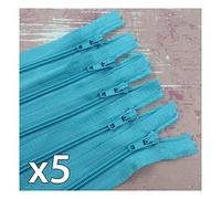 5 Pack x Closed END No.3 Nylon ZIPS *24 Colours* Zipper Sewing (Blue x 5 (1890), 7 Inch)