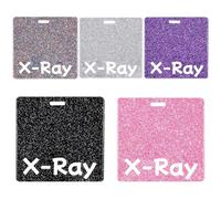 5 Pack X-ray Badge Buddy Card Holder Set Silver Black Pink Badge Buddies Reel Glitter ID Name Cards Bling Medical Identification Tags for Hospital Nursing Student Work Horizontal Nurse Accessories