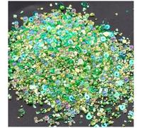 5 Packs 50g Irregular Crushed Glass Chips Decorative Glass Beads and Sequins Set for Crafts, Vase Filler, Decoration, Green