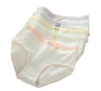 5 Packs Breathable Cotton Kawaii Japanese Schoolgirl Teen Girls Panties Anime Women Lolita Underwear Cute Panty Brief, Multicolor, L