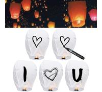 5 Packs Chinese Sky Lanterns to Release in Sky, White, Fire Resistant Paper Lantern for Memorial, Premium Quality ECO Friendly Biodegradable Flying Lanterns for Parties Supplies and Festivals