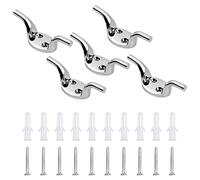 5 Packs Cleat Hooks Curtain Cleat Hooks FlagPole Halyard Rope Cleat Hook Blind Cord Cleat Hook with Screws and Expansion Plugs for Small Boat Mooring Accessories Curtain Yacht Dock Fasten (Silver)