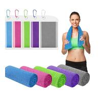 5 Packs Cooling Towels for Neck & Face (40"x12"), Quick-Cooling Microfiber with Waterproof Bag & Carabiner, Reusable Breathable Gym for Running, Yoga, Camping, Workout