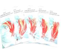 5 Packs Daylight Hokki 3 Hook Size 7/0 Mackerel Cod Feather Rig Fishing Bass Daylite (5 x Feather Rubarb Custard 3 x 7/0 Hooks)
