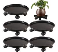 5 Packs Extra-large Plant Caddy with Wheels 15" Rolling Plant Stands Heavy-duty Plant Dolly Plastic Planter Roller Base Pot Movers Plant Saucer on Wheels Indoor Outdoor Plant Tray Coaster Black