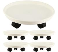 5 Packs Extra-large Plant Caddy with Wheels 15" Rolling Plant Stands Heavy-duty Plant Dolly Plastic Planter Roller Base Pot Movers Plant Saucer on Wheels Indoor Outdoor Plant Tray Coaster, Matte White