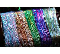 5 Packs Mixed Colors 0.3mm Flashabou Holographic Tinsel Flat Mylar Crystal Flash Trout Tube Fly Fishing Tying Materials (Assorted each 1 pack)