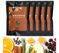 5 Packs Mulled Wine Spice Kit with Cinnamon, Cloves, and Star Anise, Three Flavors for Apple Cider, Mulled Wine, Glühwein, Hot Toddy Holiday Drink(Fruity aroma)
