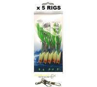 5 Packs Of Lumi Shrimp Hokki Sea Fishing Feather Lures (with snaps) (7/0)