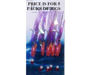 5 Packs of Pink Shrimp Mini Hokki Boat Rigs to 3/0 Hook (Cod/Mackerel)