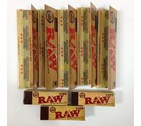 5 Packs of RAW classic natural unrefined Rolling Papers King Size Slim and 3 Tips