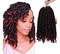 5 Packs Pre-twisted Spring Twist Crochet Hair Ombre Colors Short Curly Braids Pretwisted Passion Twists Bomb Twist Bob Pre-looped Synthetic Hair Extensions (10inch,Tbug)