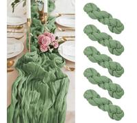 5 Packs Sage Green Cheesecloth Table Runner,10FT Gauze Bobo Table Runner Cheesecloth Fabric Semi-Sheer Table Runner for Wedding Reception,Boho Rustic Wedding Party Table Decor