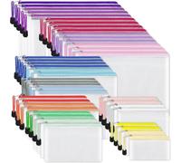 5 Packs Waterproof Document Bags - PVC Mesh Zipper Pouches A4 A5 A6 B4 B5 B6 Size Transparent File Storage 16 Colors 9 Sizes(Grey,A5:24 * 18CM)
