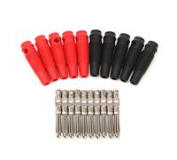 5 Pair/10 Pcs 4mm 32A Solderless Side Stackable Banana Plug Copper Connector Cap Cover Protector Plug Adapter Socket Coaxial Cable Cord Solder Bulkhead Panel O Press Terminal Outlet