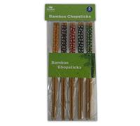 5 Pair Bamboo Chopsticks Long Assorted colours Reusable Chinese Japanese