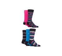 5 Pair Farah Plain, Striped and Patterned Everyday Bamboo Socks Farah Cerise 6-11
