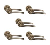 5 Pair Indiana Design Internal Door Handles Antique Brass Finish - Golden Grace