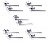 5 Pair Leon Design Internal Door Handles Polished Chrome Finish - Golden Grace