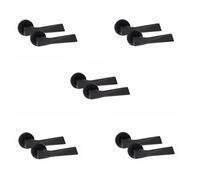 5 Pair Modern Aura Design Matt Black Premium Internal Door Handles Round Rose - Golden Grace