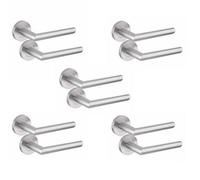 5 Pair Of Mitred Design Door Handle On Round Rose Latch Internal Door Handles Satin Nickel Finish - Golden Grace