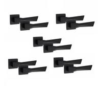 5 Pair Square Aura Design Matt Black Premium Internal Door Handles Square Rose - Golden Grace