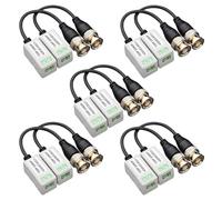 5 Pairs (10PCS) Passive Video Balun Connector, HD Mini CCTV BNC Video Balun Transceiver Transmitter AHD/TVI/CVI Cable Connectors for 720P 1080P CCTV Security Cameras (5 Pairs, Screw Type)