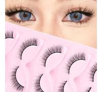 [5 Pairs] 3D Multi-Layered Fluffy Cluster Lashes - Soft Lightweight Wispy False Eyelashes, C Curl, Natural Long & Voluminous Look for Charming Eyes