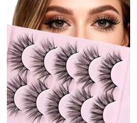 [5 Pairs] 3D Multi-Layered Fluffy Cluster Lashes - Soft Lightweight Wispy False Eyelashes, C Curl, Natural Long & Voluminous Look for Charming Eyes (HP05)