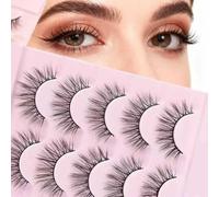 [5 Pairs] 3D Multi-Layered Fluffy Cluster Lashes - Soft Lightweight Wispy False Eyelashes, C Curl, Natural Long & Voluminous Look for Charming Eyes (HP07)