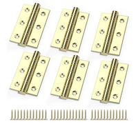 5 Pairs 75 x 50 x 2.0mm(3 inch) Matt Black Steel Fireproof Inner Door Hinge, Square Corners, Ball Bearing Hinge for Residential and Commercial Buildings(Brass Plated,75MM x 50MM (3 Pairs))