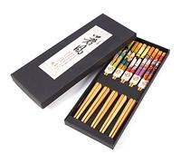 5 Pairs Bamboo Wooden Chopsticks Japanese Reusable Chopsticks Box Chop Sticks Set for Kitchen Dinner