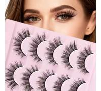 [5 Pairs] CC Curl Wispy Mink Lashes - Ultra Soft Lightweight Natural and Long Eye Lashes, Dramatic Fluffy Manga-Style Clustered False Eyelashes, Classic Volume Look (HP06)