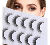 [5 Pairs] CC Curl Wispy Mink Lashes - Ultra Soft Lightweight Natural and Long Eye Lashes, Dramatic Fluffy Manga-Style Clustered False Eyelashes, Classic Volume Look (HF09)