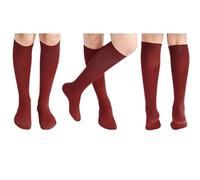 5 Pairs Children/Kids Girls Knee High Plain School Cotton Rich Socks (UK 4-6.5 (EU 36-39) (for older Girls and ladies), Burgundy)
