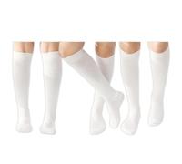 5 Pairs Children/Kids Girls Knee High Plain School Cotton Rich Socks (UK 4-6.5 (EU 36-39) (for older Girls and ladies), White)