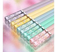5 Pairs Chopsticks Fiberglass Chop Sticks Dishwasher Safe Reusable Non-Slip Chop Sticks 9.5 Inches/24cm Sakura Amber Japanese Chinese Style Colourful Chopstick Family Multipack