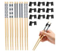 5 Pairs Chopsticks for Beginners with 10 Chopstick Helper Aids for Adults,Dishwasher Safe Colors Comes,Reusable Training Chopsticks Helpers(Black)