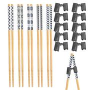 5 Pairs Chopsticks for Beginners with 10 Chopstick Helper Aids Reusable Training Chopsticks Helpers for Adults Dishwasher Safe Colors Comes (Black)