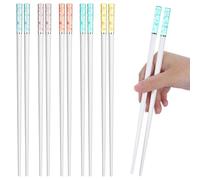 5 Pairs Colored Fiberglass Chopsticks Set, 24cm Chopsticks Reusable Resistant Heat Cherry Blossom Amber Japanese Chinese Chop Sticks Lightweight Easy to Grip for Gifts Family Meals and Restaurants