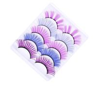 5 Pairs Colourful False Eyelashes Soft 3d Dense Reusable | Polyester Fibre and Chinlon, Bright Silky 3d Look, for Performers and Makeup Enthusiasts at Night