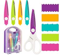 5 Pairs Craft Scissors Decorative Edge, Scissors for Crafting, Craft Scissors, Zig Zag Scissors Assorted Paper Edger Pattern Scissors for Office, School, Scrapbook Paper Quilling (Purple)