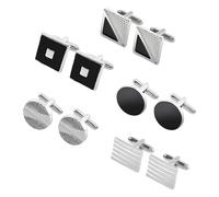 5 Pairs Cufflinks for Men, Classic Tone Cufflinks set, Mens Cufflink personalised silver cufflinks for men, cuff links for for Wedding, Birthday, Banquet, Business Meeting