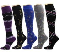 5 Pairs Dr. Motion Therapeutic Graduated 8-15mmHg Compression Women's Knee-hi Socks (N)